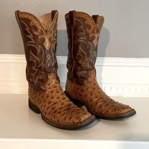 Men’s Justin Full Quill Ostrich Boots Square Toe